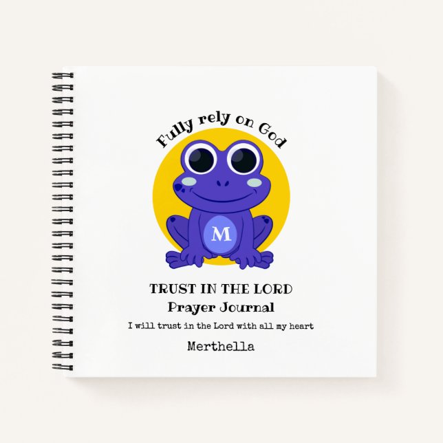 Cute Frog TRUST IN THE LORD Christian Prayer Notebook (Front)