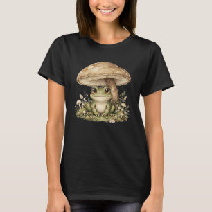 Cute Frog Under Mushroom - Cottagecore Frogcore T-Shirt