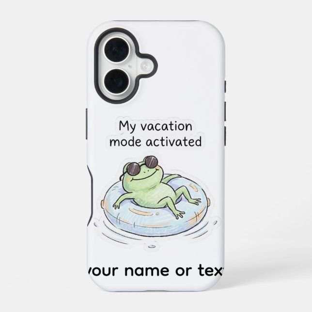 Cute Frog Vacation Mode Activated Funny Summer Tot Iphone Case (Back)