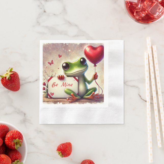 Cute Frog Valentine Napkins (Insitu)