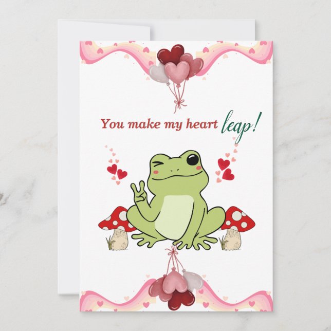 Cute Frog Valentines Day Card for Kids (Front)