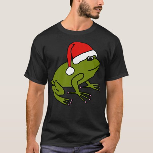 Cute Frog Wearing A Christmas Santa Hat  T_Shirt