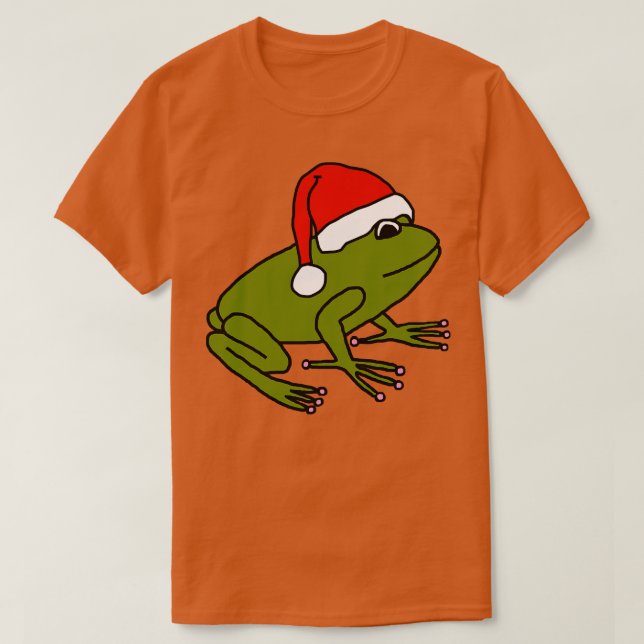 Cute Frog Wearing A Christmas Santa Hat  T-Shirt (Design Front)
