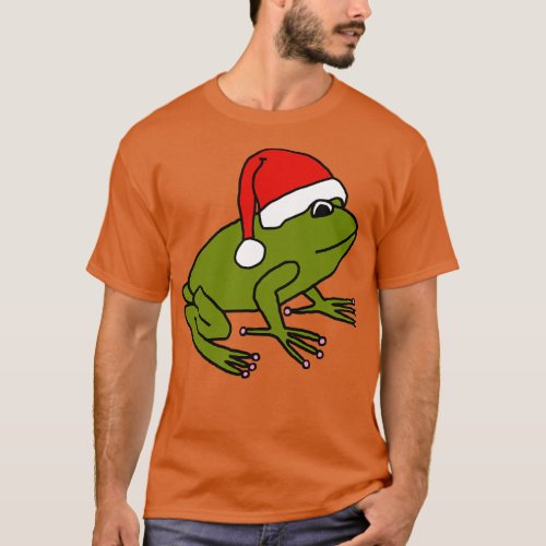 Cute Frog Wearing A Christmas Santa Hat  T_Shirt