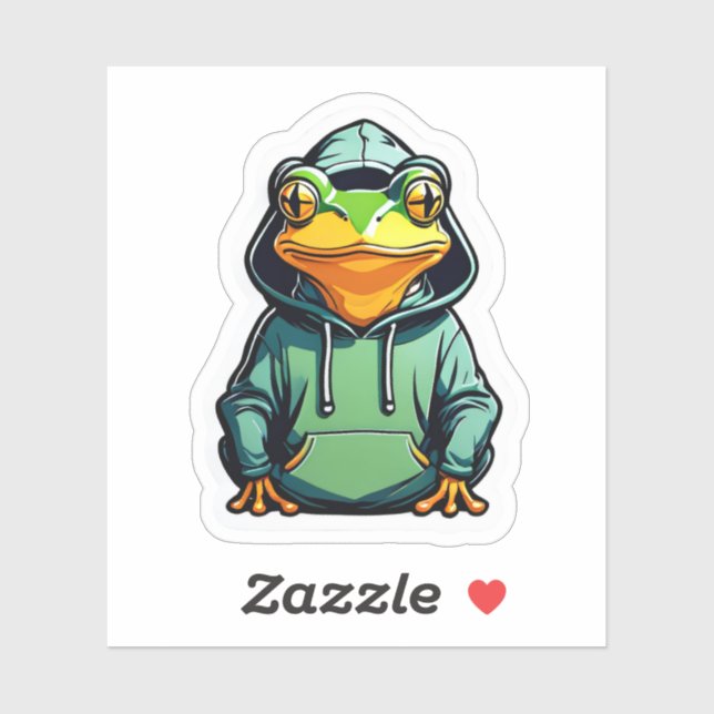 Cute Frog Wearing Hoodie Sticker (Sheet)