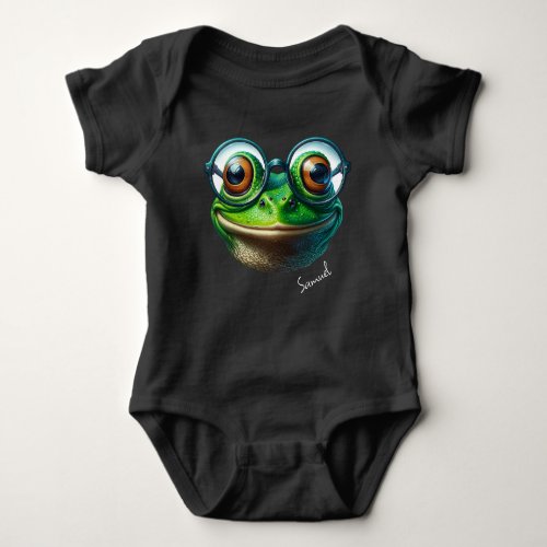 Cute Frog Wearing Oversized Glasses Baby Bodysuit