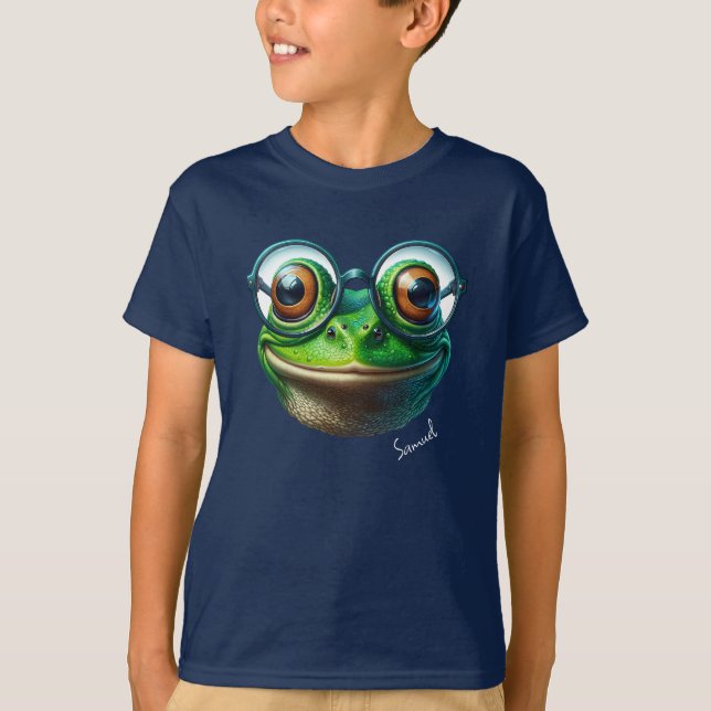 Cute Frog Wearing Oversized Glasses T-Shirt (Front)