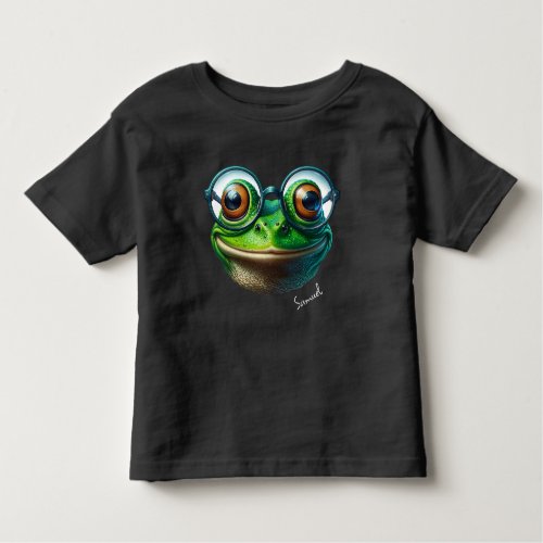 Cute Frog Wearing Oversized Glasses Toddler T_shirt