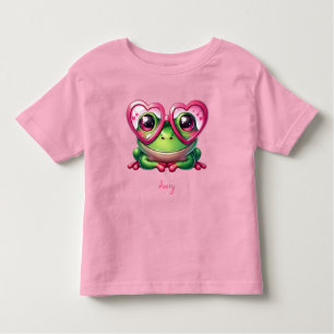 Cute Frog Wearing Oversized Heart Glasses Toddler T-shirt
