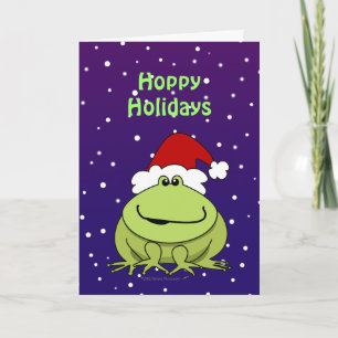 Cute Frog Whimsical Christmas Hoppy Holidays Funny Holiday Card