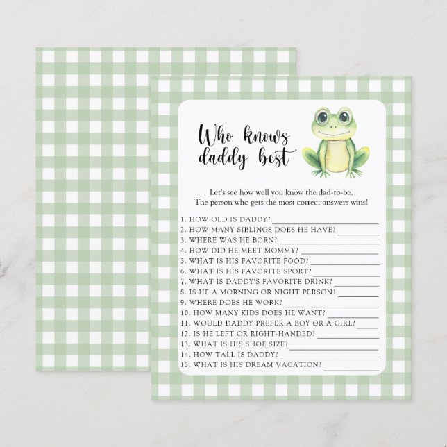 Cute frog- Who knows daddy best game (Front/Back)