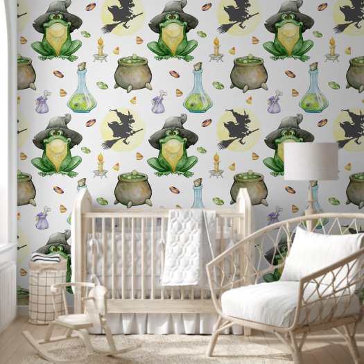 Cute Frog Witch Potion Cauldron Halloween Nursery
