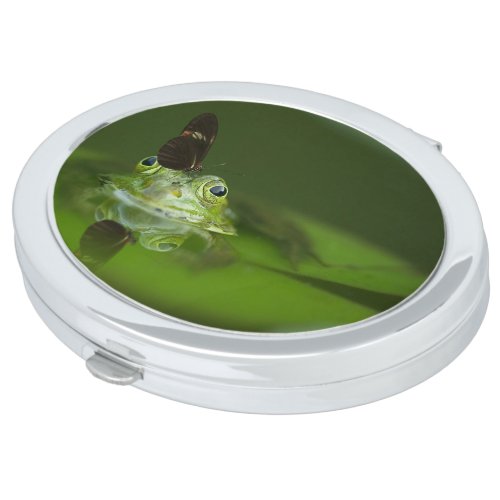 Cute frog with a Butterfly on his nose Mirror For Makeup