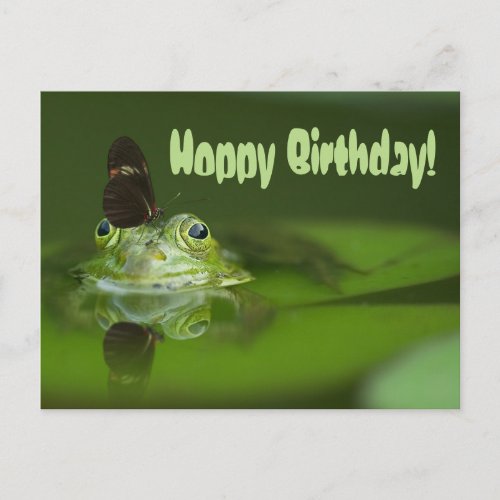 Cute frog with a Butterfly on his nose Postcard