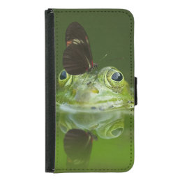 Cute frog with a Butterfly on his nose Samsung Galaxy S5 Wallet Case
