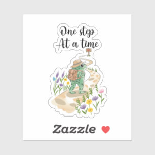 Cute Frog with Backpack One Step at a Time  Sticker