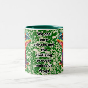 Cute Frog with Cartoon Frog Design for Frog Lover Two-Tone Coffee Mug