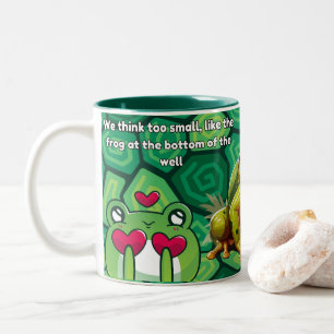 Cute Frog with Cartoon Frog Design for Frog Lover Two-Tone Coffee Mug