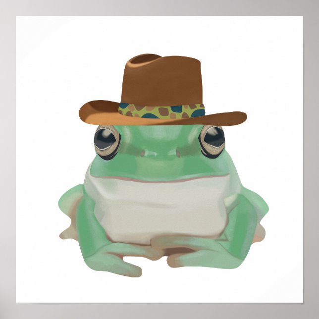 Cute Frog With Cowboy Hat Poster (Front)