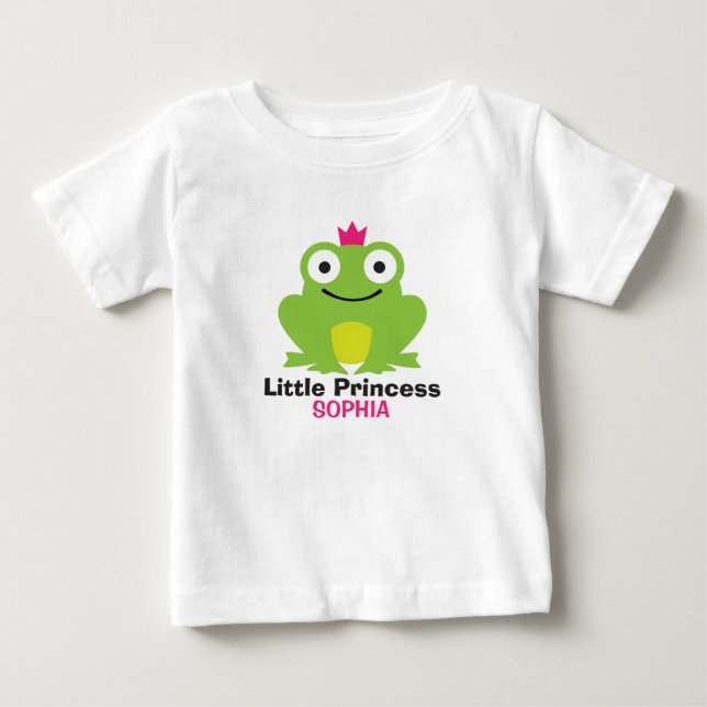 Cute frog with crown and personalized baby name T-Shirt (Front)