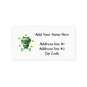 Cute Frog with Flies Label