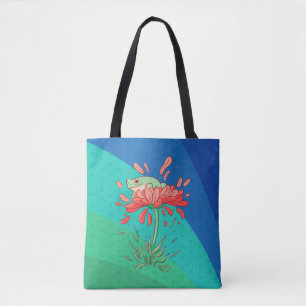 Cute Frog with Flower Petals Tote Bag