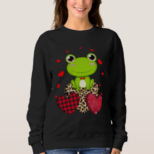 Cute Frog With Leopard Red Plaid Heart  Ideas Sweatshirt