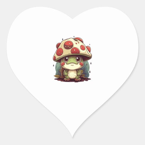 Cute Frog With Mushroom Hat Cute Frogs Kawaii  Heart Sticker