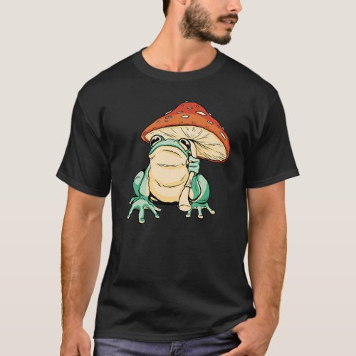Cute Frog with Mushroom Umbrella Countrycore Cotta T_Shirt