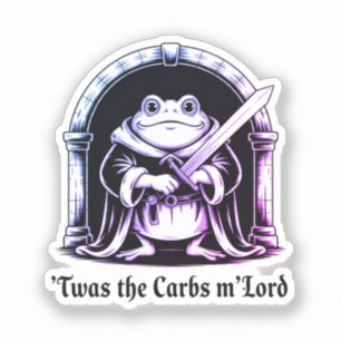 Cute Frog with Sword Carbs Joke Design Sticker