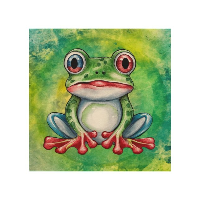 Cute Frog Wood Wall Art (Front)
