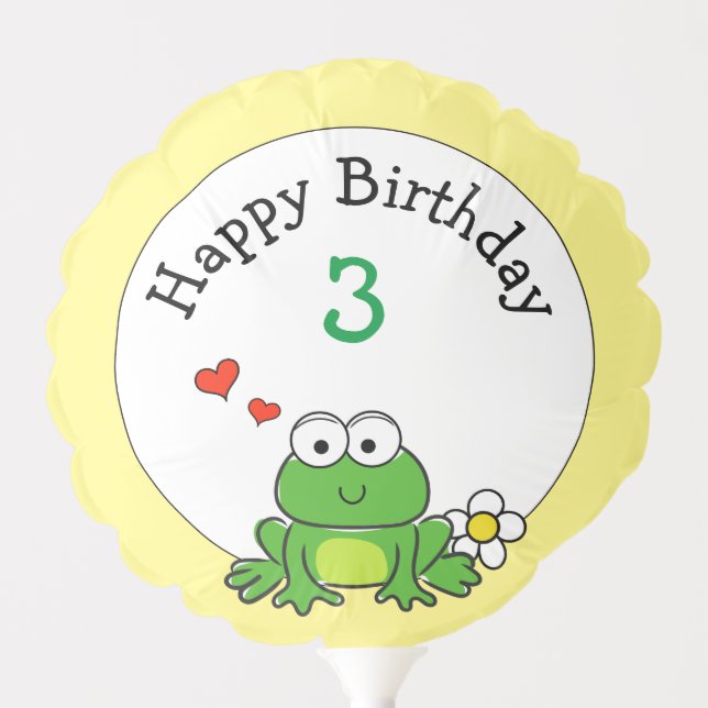 Cute Frog Yellow Birthday Party Balloon (Front)