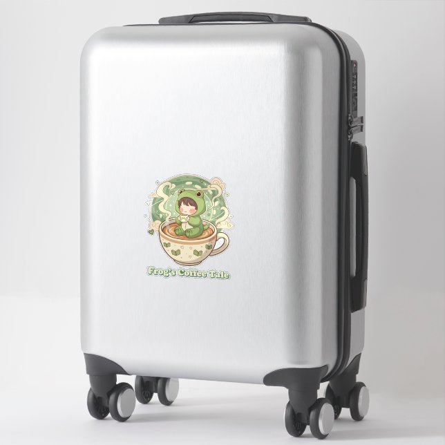 Cute Froggy Coffee Tale Design Sticker (Suitcase)