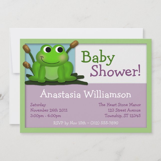 Cute Froggy Colorful Baby Shower Invitations (Front)