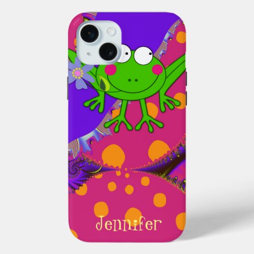 Cute Froggy in Love with Custom Text iPhone 15 Plus Case
