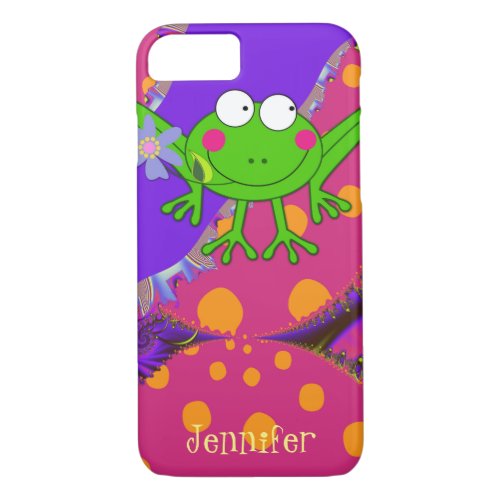 Cute Froggy in Love with Custom Text iPhone 87 Case