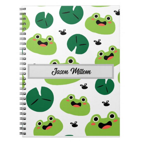 Cute frogs and bees personalized with childs name notebook