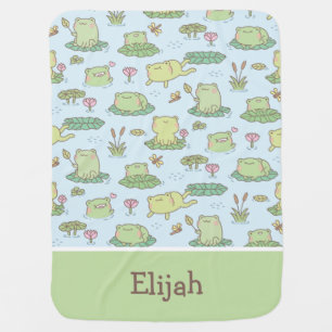 Cute Frogs and Dragonflies Pattern Baby Blanket