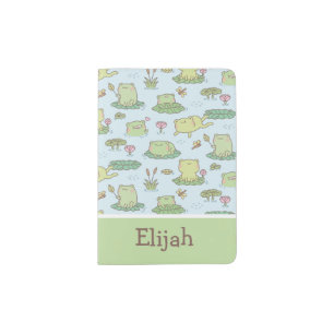 Cute Frogs and Dragonflies Pattern Personalized Passport Holder