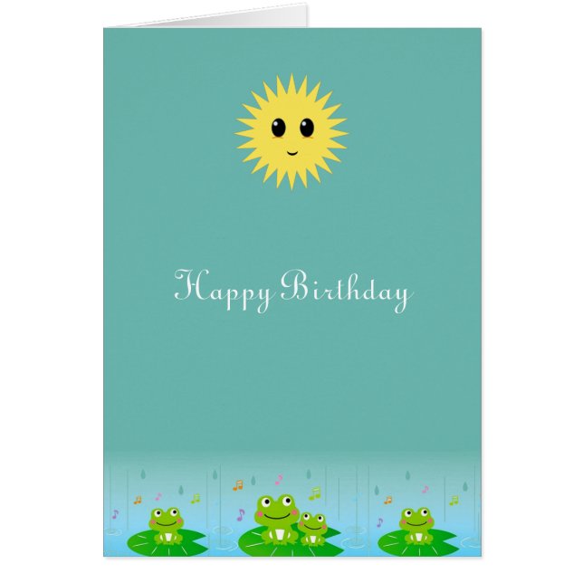 Cute Frogs and Happy Sun Birthday Cards (Front)