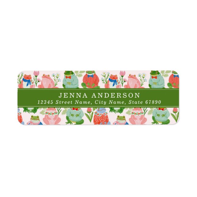 Cute Frogs Background Address Label (Front)
