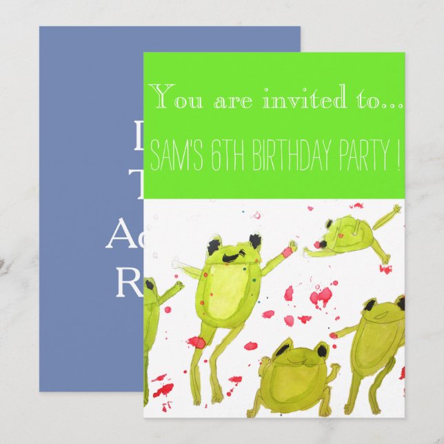 Cute frogs Boys birthday party Invitation (Front/Back)