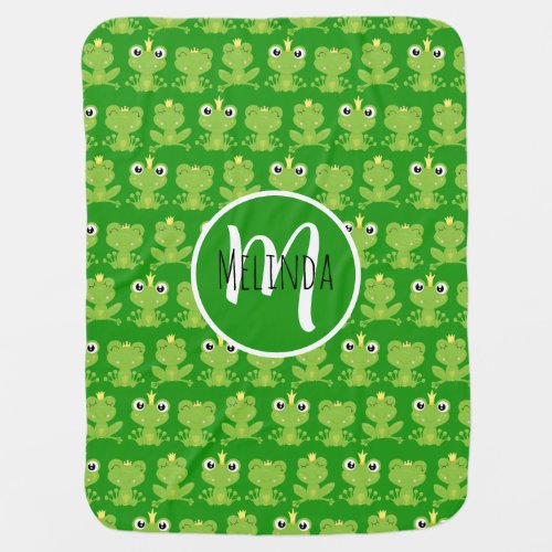 Cute Frogs Dark Green Pattern Baby Blanket