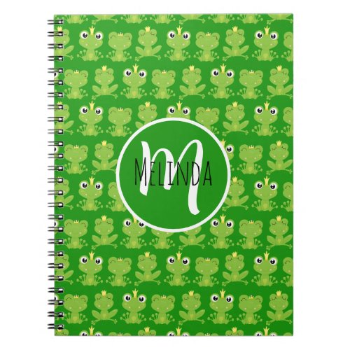 Cute Frogs Dark Green Pattern Notebook