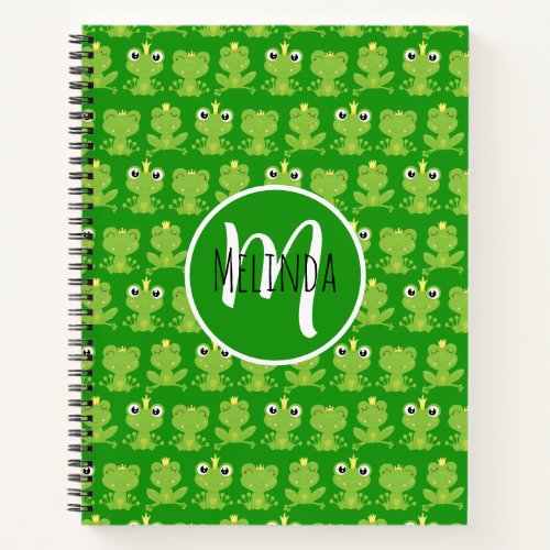 Cute Frogs Dark Green Pattern Notebook