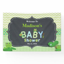 Cute Frogs Green Boy Baby Shower Welcome Backdrop  Banner