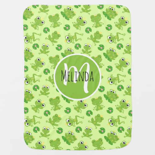 Cute Frogs Green Pattern Baby Blanket