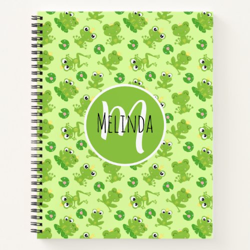 Cute Frogs Green Pattern Notebook