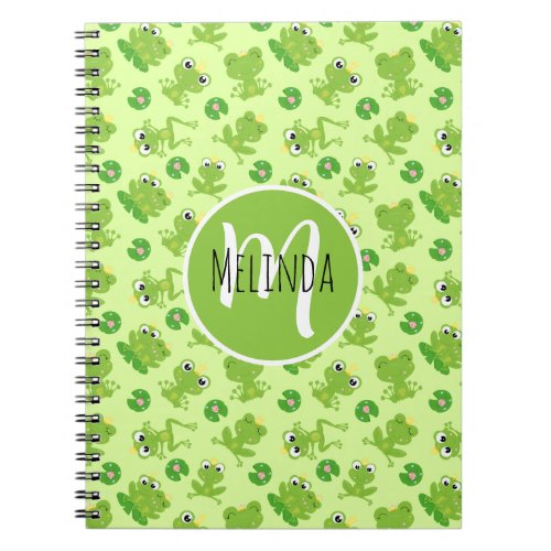 Cute Frogs Green Pattern Notebook