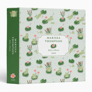 Cute Frogs in Lily Pond 3 Ring Binder